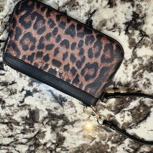 DKNY Animal Print Clutch with Black Accents